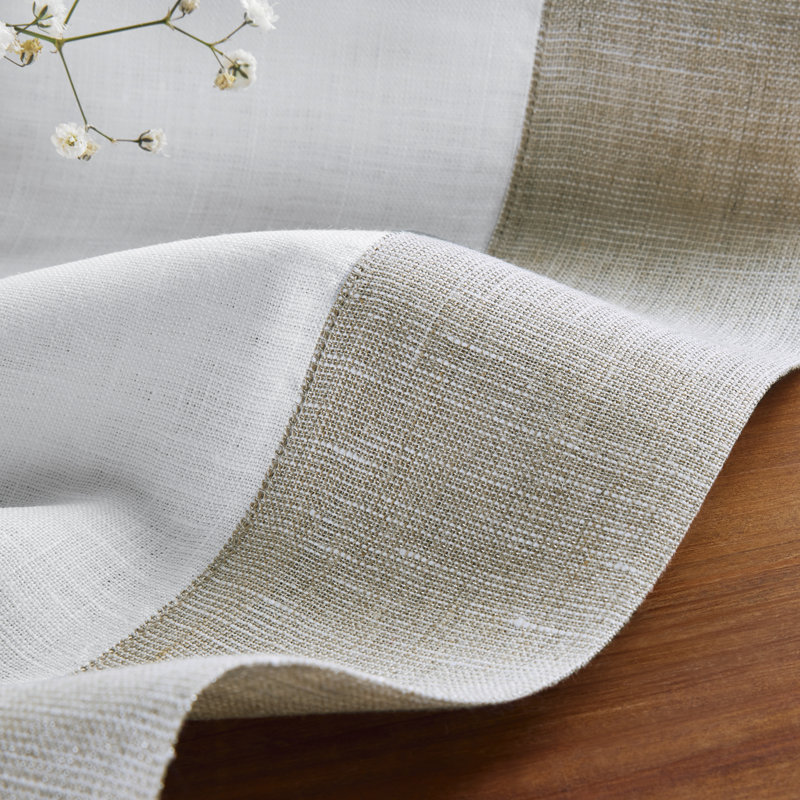 Festive Edge Tablecloth, White/Natural Shimmer Border, 90" x 60"