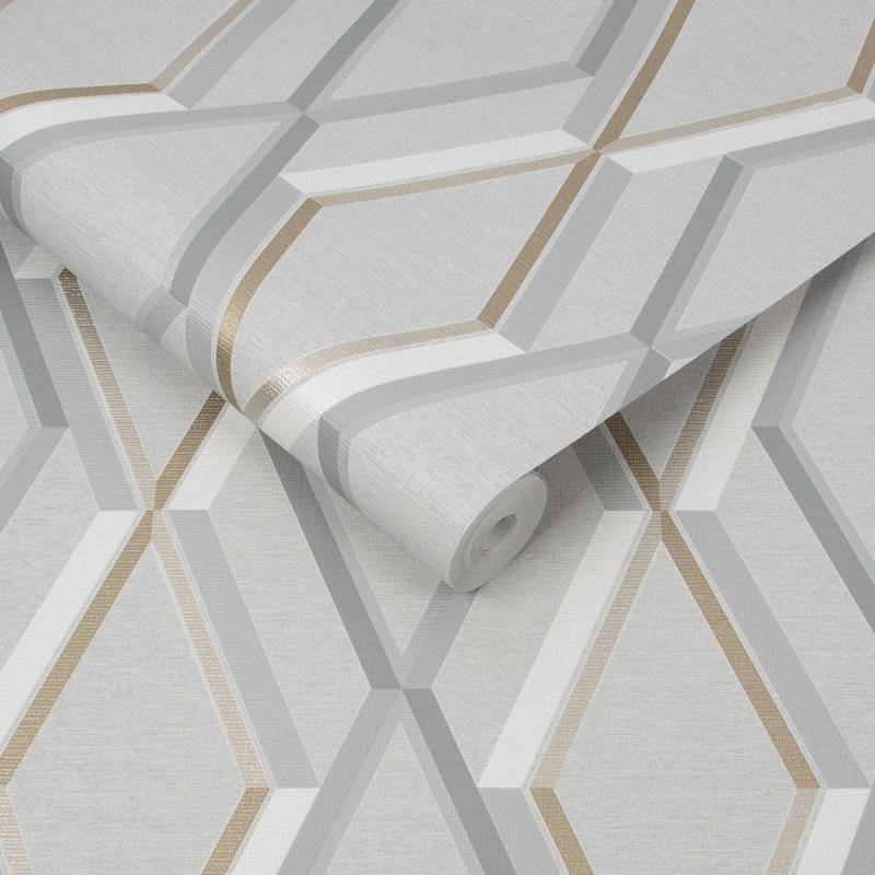 Superfresco Easy Charcoal Prestiage Geometric Wallpaper, Grey 