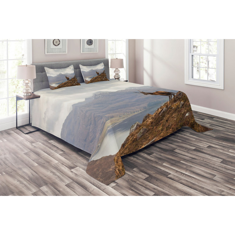 Rustic Polyester Coverlet, Queen Bedspread + 2 Shams