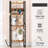 Rustic Brown Industrial Display Shelf With Charging Station, Stackable Organizer For Living Room/Bedroom