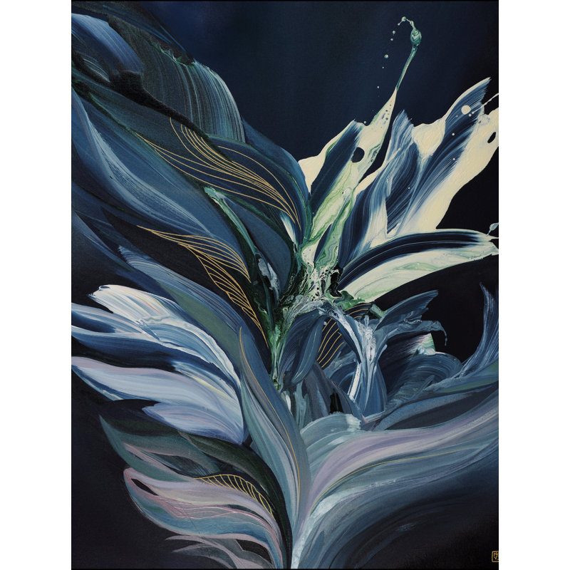 Moonbeam Blossom Print by Novi Lim, 33" H x 25" W, Black Framed Canvas