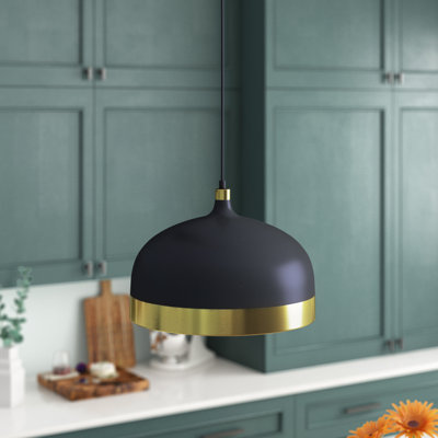Luminaire suspendu industriel en forme de dôme noir 1 lumière