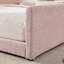 Lit plateforme rembourré deux places avec tête de lit mignonne en forme d'oreilles de lapin, barrière de sécurité et poche, tissu bouclé-2132638899-2132638902
