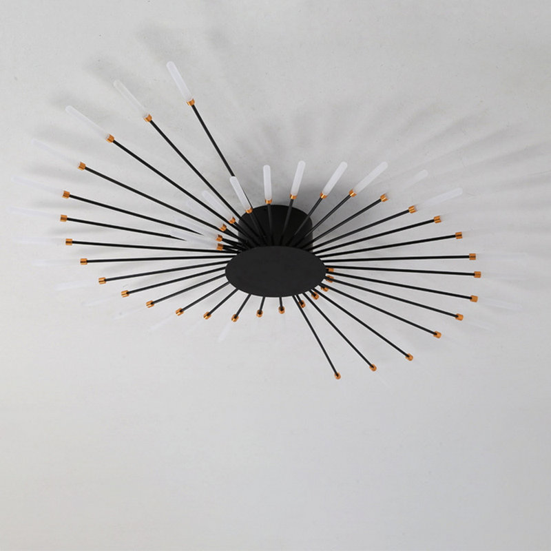 42-light Creative Nordic Flush Mount Light Led Firework Semi Flush Ceiling Light, Matte Black