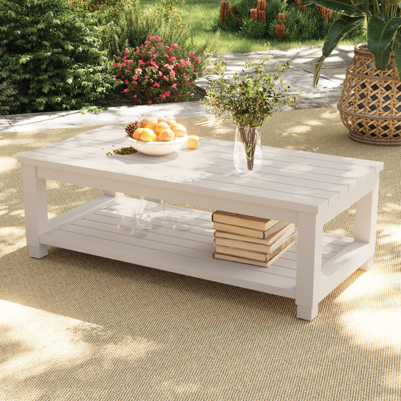 Deford Outdoor  Patio Table, Beige Frame