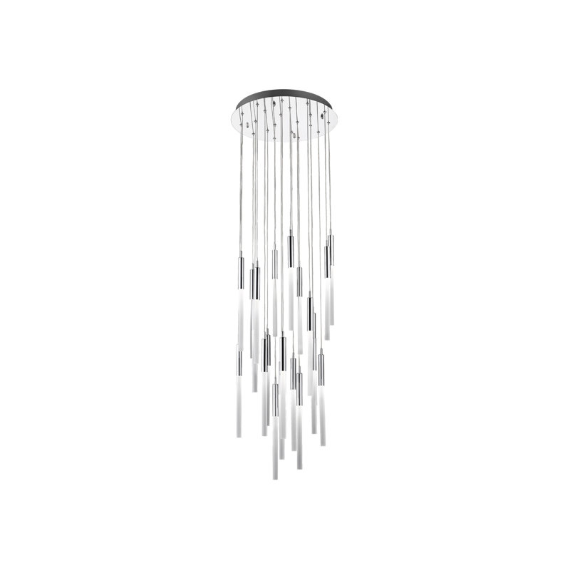 Main St. Polished Nickel 21-Light LED Glass Cluster Pendant
