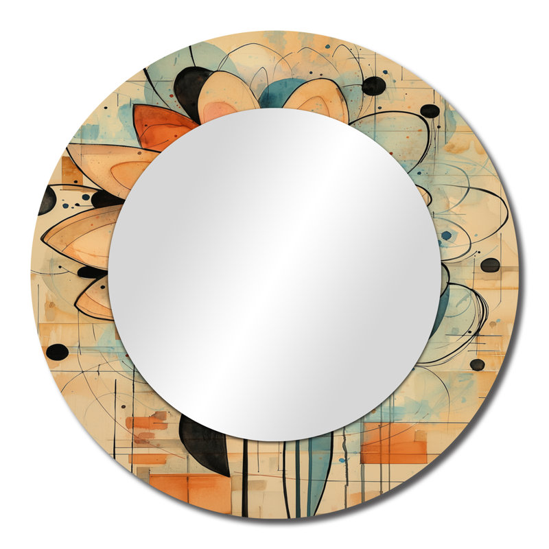 Pastel géométrique Dahlia Twist I - art mural miroir décoratif floral - imprimé sur métal, 23 po x 23 po