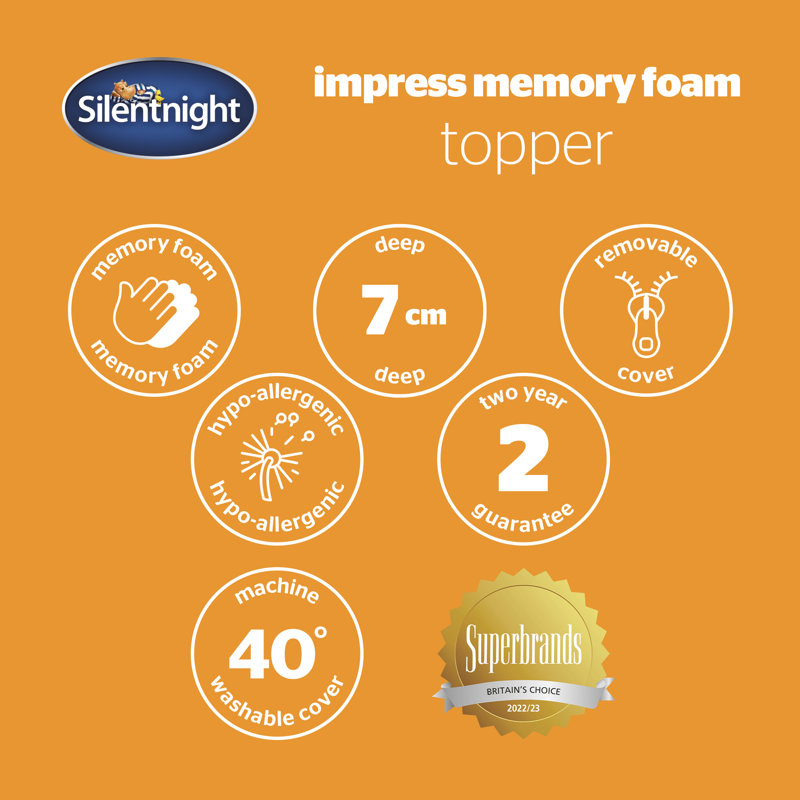 Impress 7cm Memory Foam Mattress Topper, Super King (6')
