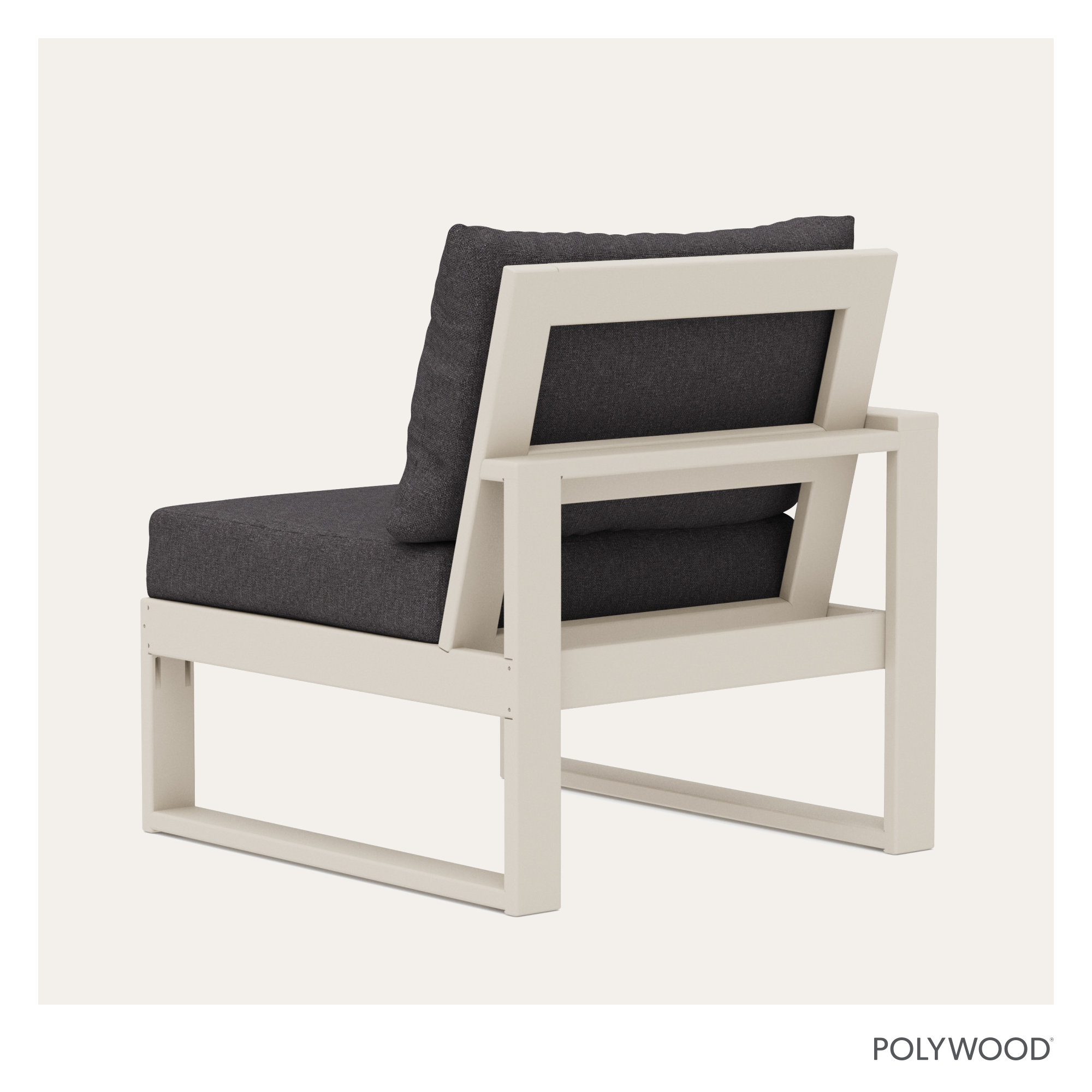 POLYWOOD Outdoor Lounge Chair, Sand, Ash Charcoal