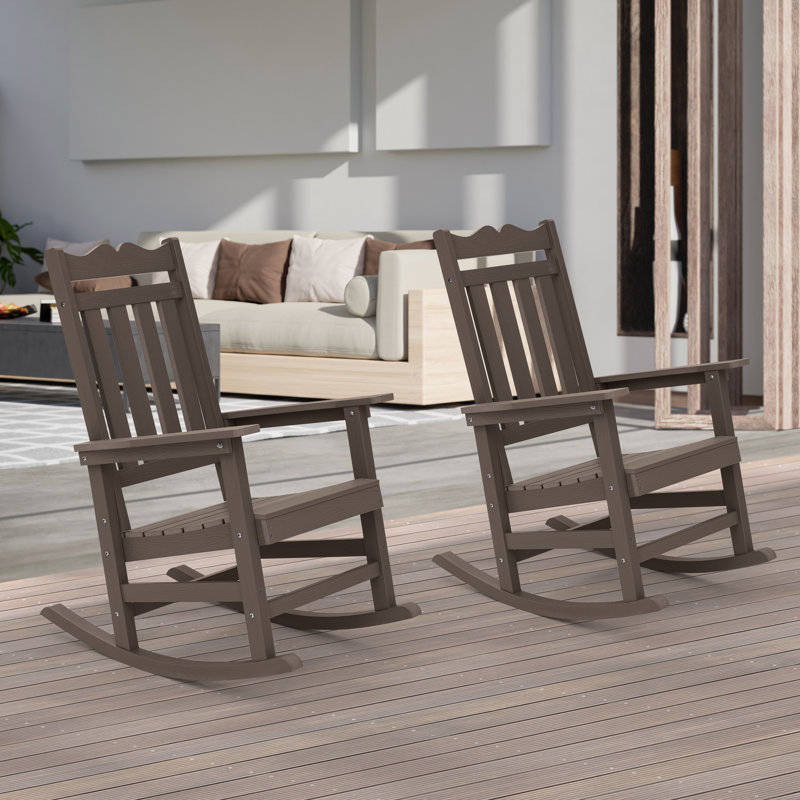 Chaise Adirondack berçante en plastique Liebwin, Brun