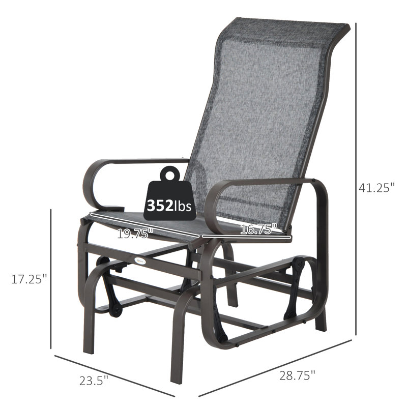 Fauteuil oscillant d'extérieur - Tissu respirant, robuste, eau grise, acier robuste