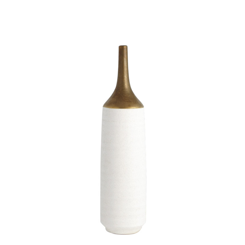Vase deux tons, Or, H 20 po x l 5,5 po x P 5,5 po