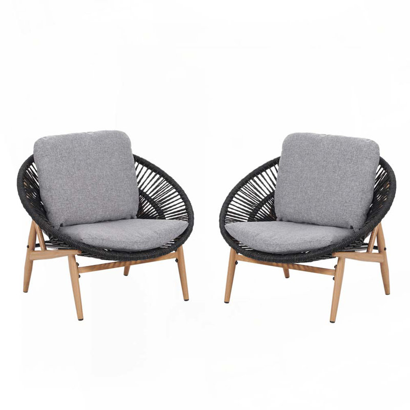Chaise d'extérieur Papasan, Gris, Noir