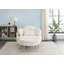 Chaise d'appoint ronde en velours côtelé avec appui-tête réglable, coussins décoratifs et repose-pieds - Canapé-lit convertible pour petits espaces-1137800060