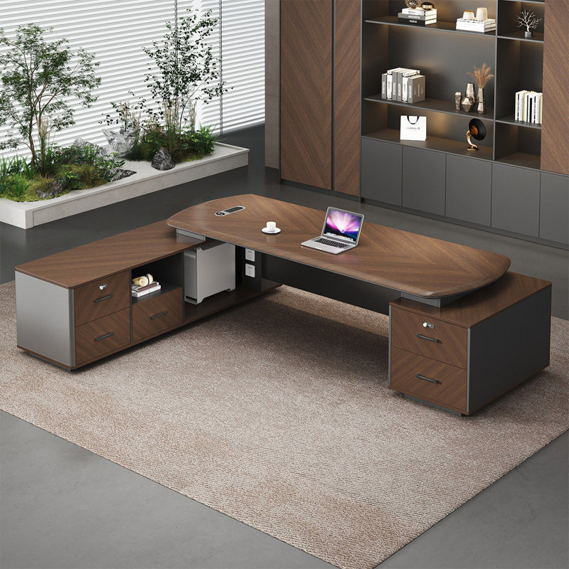 Bureau de direction 70,87 "moderne et minimaliste en forme de L, 29.53" H x 70.87" W x 62.99" D