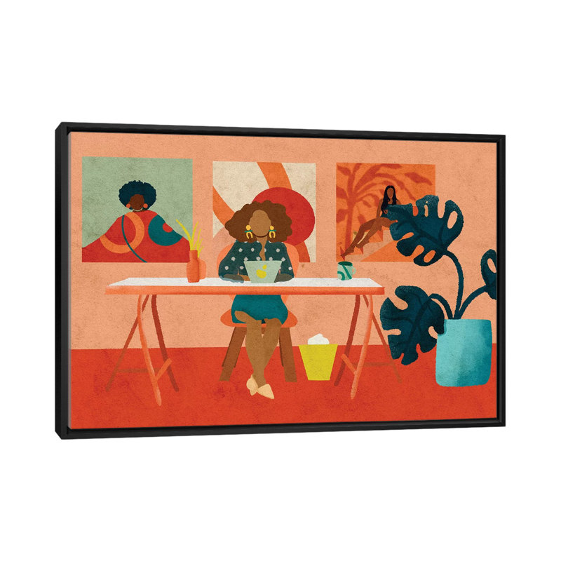 Bureau par Reyna Noriega - Imprimé, H 18 po x l 26 po x P 1,5 po, Toile avec cadre noir, Pas de tapis