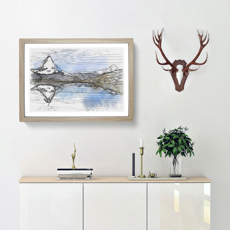 Matterhorn Mountain in Zermatt Switzerland - Picture Frame Graphic Art Print, 62cm H x 87cm W x 2cm D, Oak Framed
