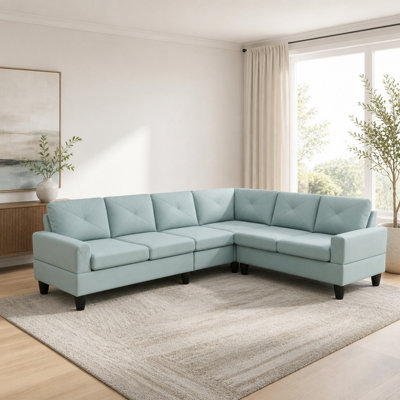 Canapé modulaire en L de 95,5 po x 75 po en forme de L modulaire à 6 places 4 pièces avec méridienne Massa Calico