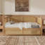 Lit de jour simple en rotin de style traditionnel avec lit gigogne simple pour un espace limité, chambre d'amis, pas de sommier tapissier, noyer antique