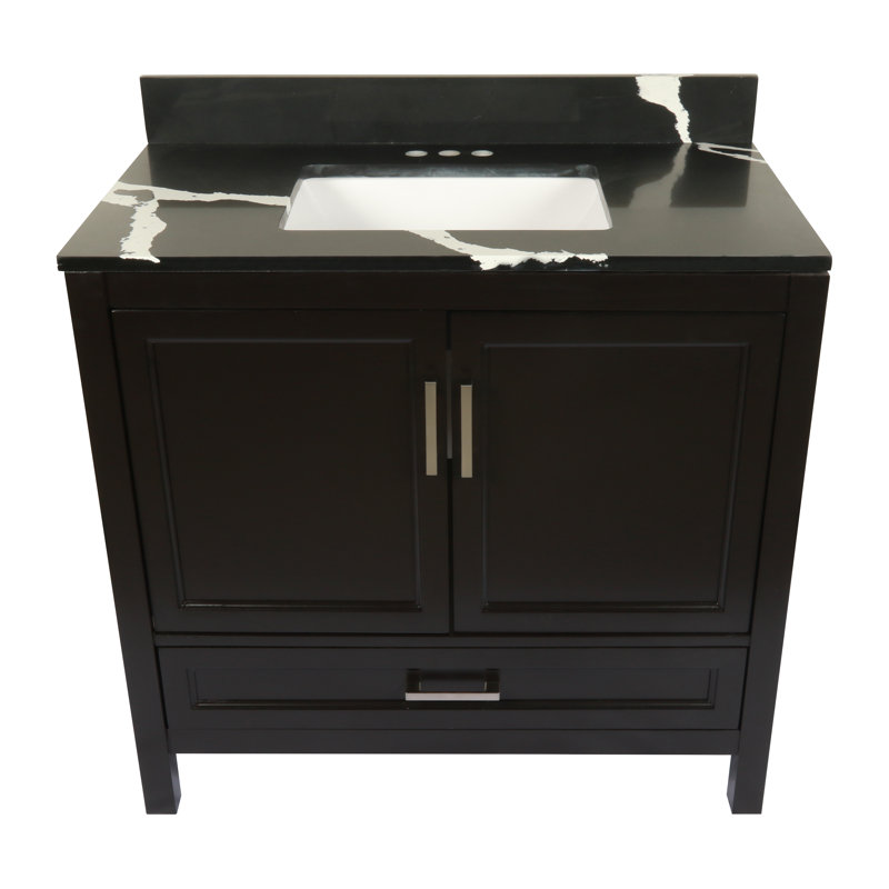 Ella 37'' Single Bathroom Vanity with Engineered Quartz Top