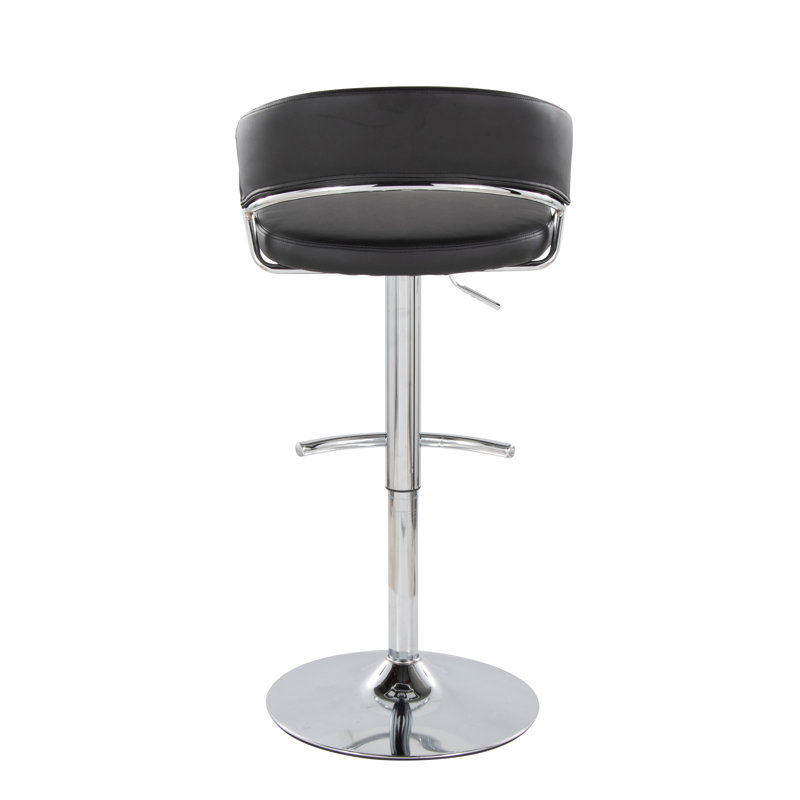 Adjustable Black Faux Leather and Chrome Swivel Barstool Set
