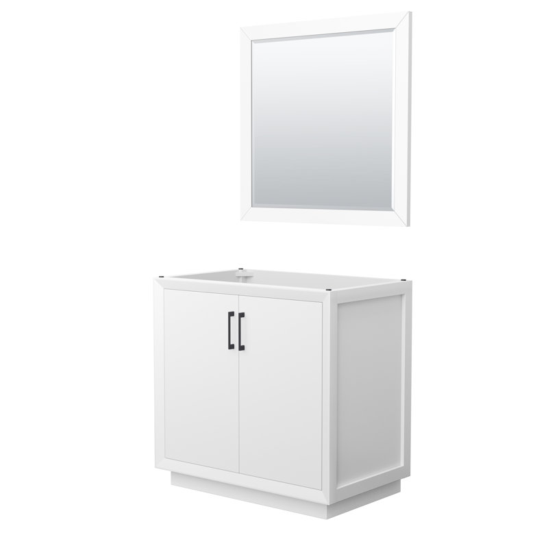 Strada 35.25'' Single Bathroom Vanity Base Only, White/Black