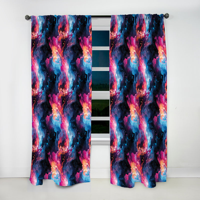 Rideau obscurcissant en marbre rose et bleu Galactic Dreams Marble - 1 panneaux, L 52 po x L 120 po