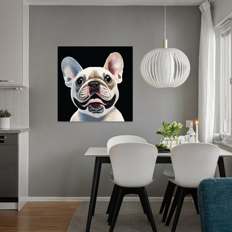 Art contemporain avec bouledogue, H 32 po x l 32 po