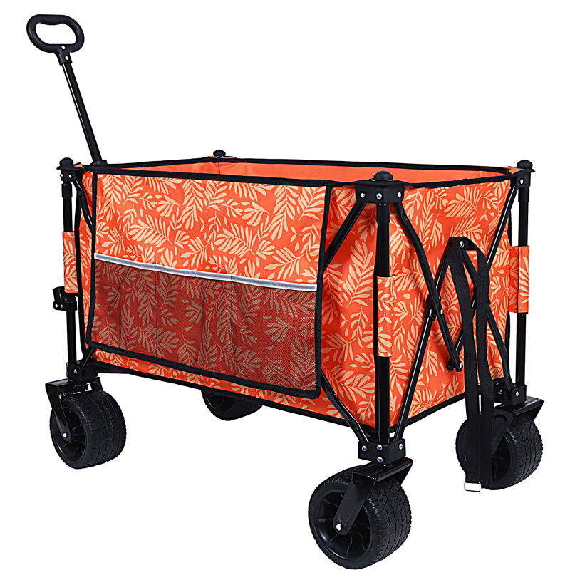 Chariot de jardin pliant robuste, pliable et robuste avec grandes roues tout-terrain et supports