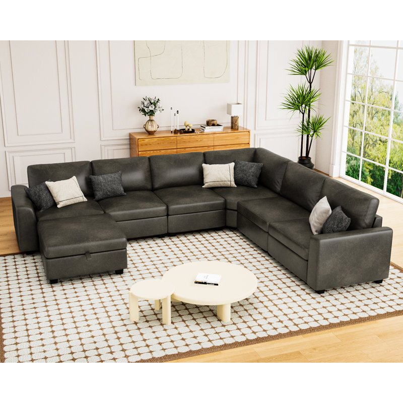 114'' Modular Sectional Sofa With Ottoman