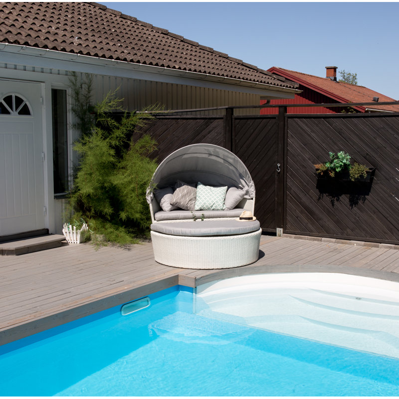 Mabton 153cm Wide Wicker Patio Daybed with Cushions
