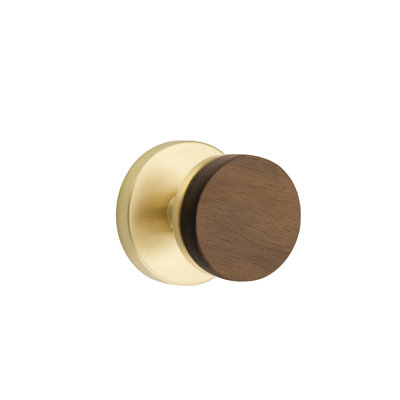 Ensemble de boutons de passage Emtek Select avec rosette à disque et tige conique, bouton en noyer foncé (CF)