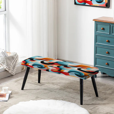 Banc rembourré géométrique bleu et rouge