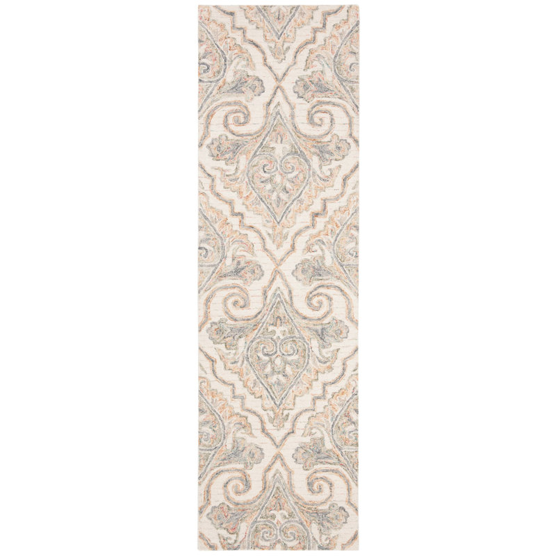 Prospe Hand Tufted Wool Floral Rug, Rectangle 2'3" x 8'