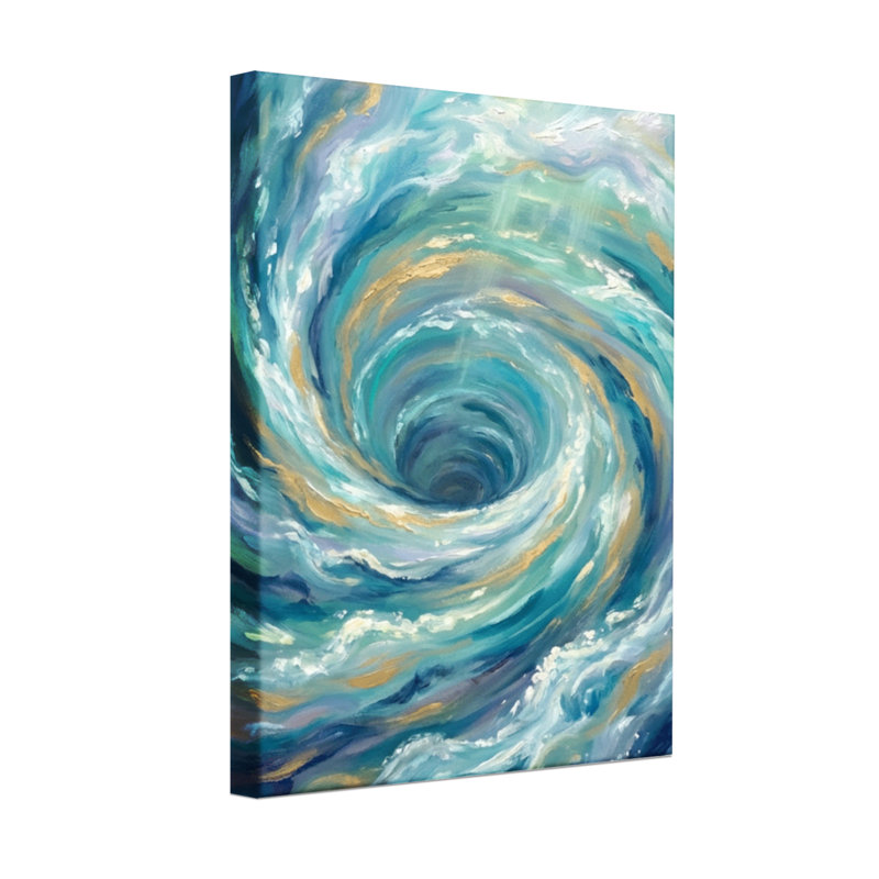 Motif abstrait de vagues abstraites tourbillonnant sur l'océan, H 18 po x l 12 po