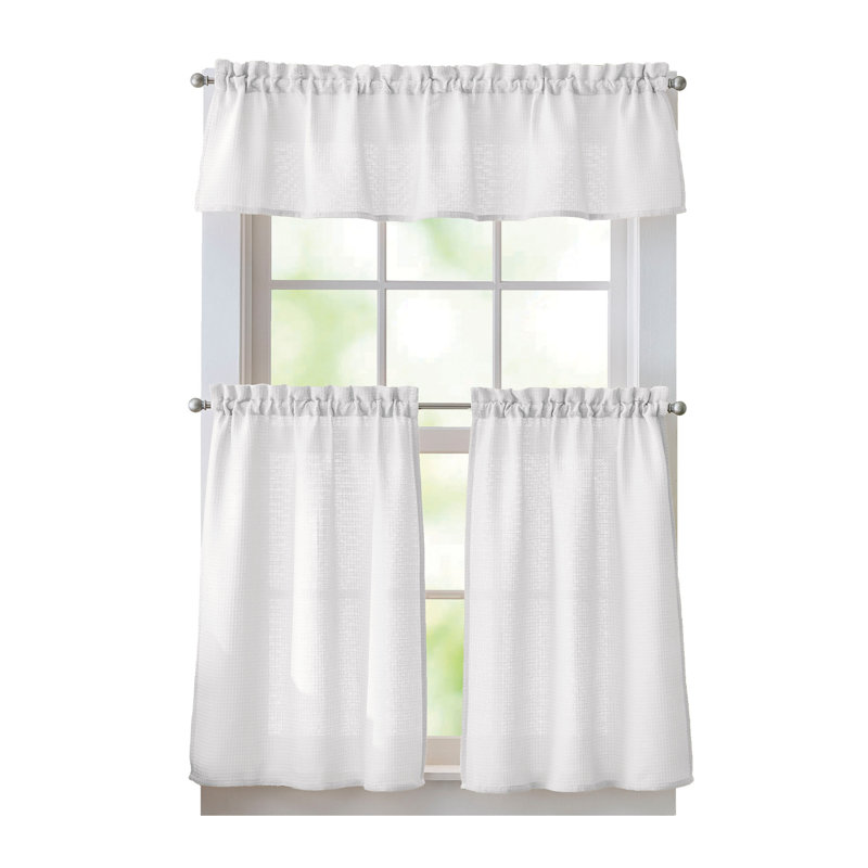  Eldridge Waffle Tier & Valance Set, White