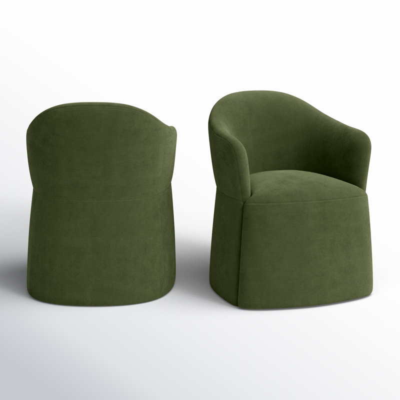 Janina Upholstered Arm Chair, Bella Forest Performance Velvet