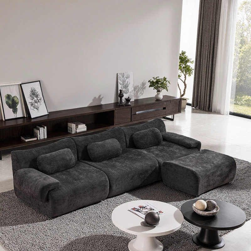 Ensemble de canapé modulaire en chenille d'inspiration bambou, canapé modulaire 3 + 1 places avec coussins, ensemble de compression, pour le salon