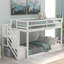 Lit superposé simple au-dessus d'un lit simple, échelle avec rangement, blanc-1234469415