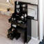 Petit meuble-lavabo avec tiroir à gauche 29,2 po orienté petit espace, très grand miroir coulissant, rangement multicouche, style américain, noir