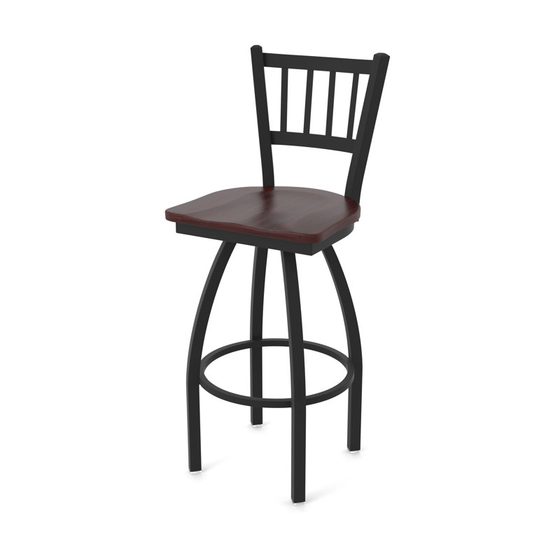 Contessa Swivel Solid Wood Counter, Bar & Extra Tall Stool, Black Wrinkle, Dark Cherry Maple, Counter Stool (25" Seat Height)