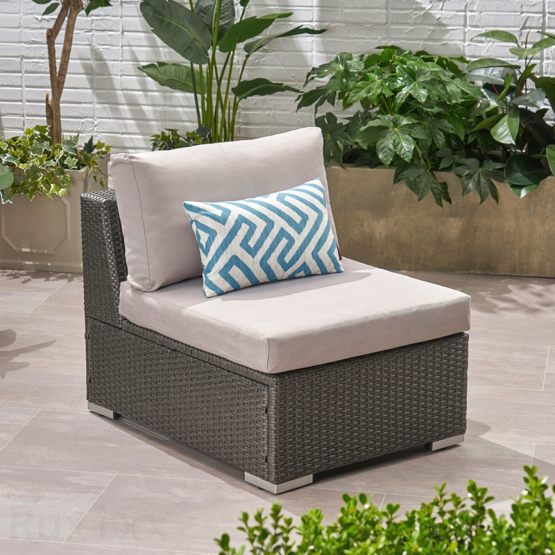 Patio Armless Chair Gry + Alu, Gray/Silver