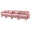 Canapé rose à 4 places en tissu bouclé moderne avec sièges à ressorts et revêtement respirant-121361598