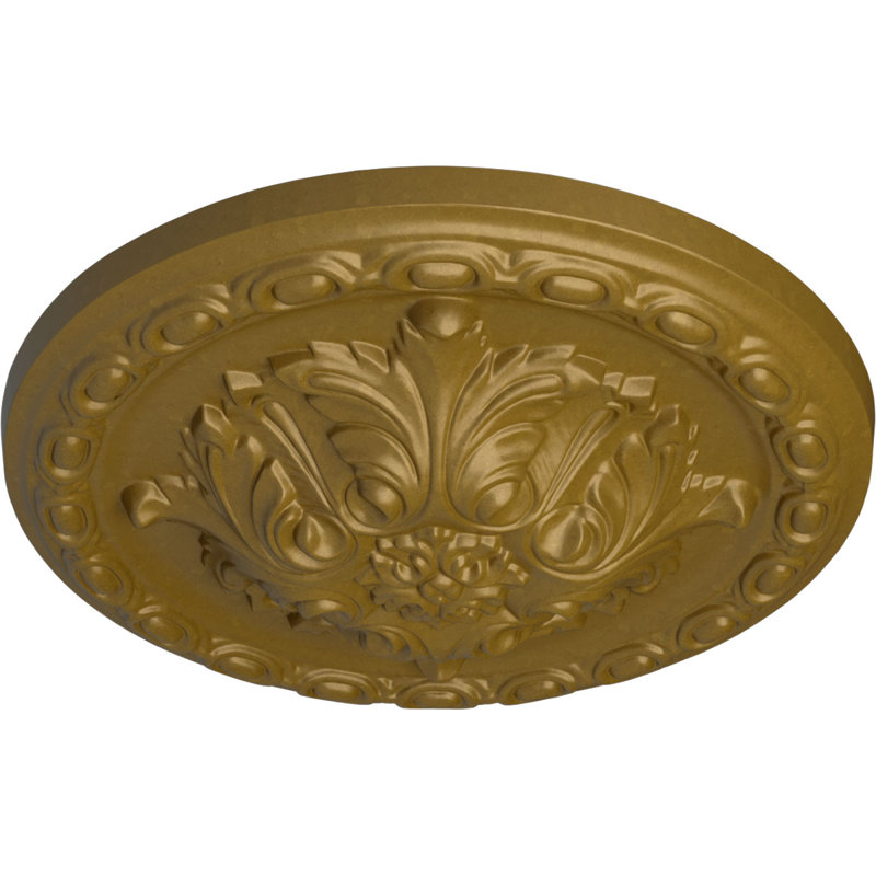 Médaillon de plafond Endurathane Acanthus, DE 11 3/8 po x P 2 po, finition dorée peinte à la main, Or