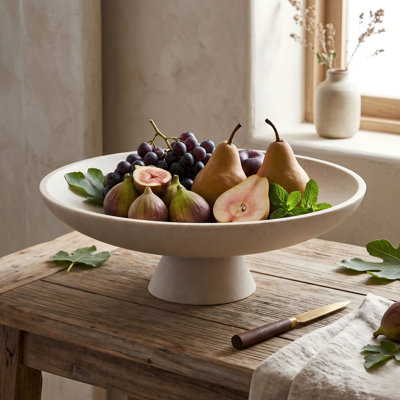 Modern Resin Pedestal Decorative Bowl, Large Catch-all Fruit Bowl For Kitchen Counter And Entryway Table, Minimalist Sculptural Key Bowl Centerpiece