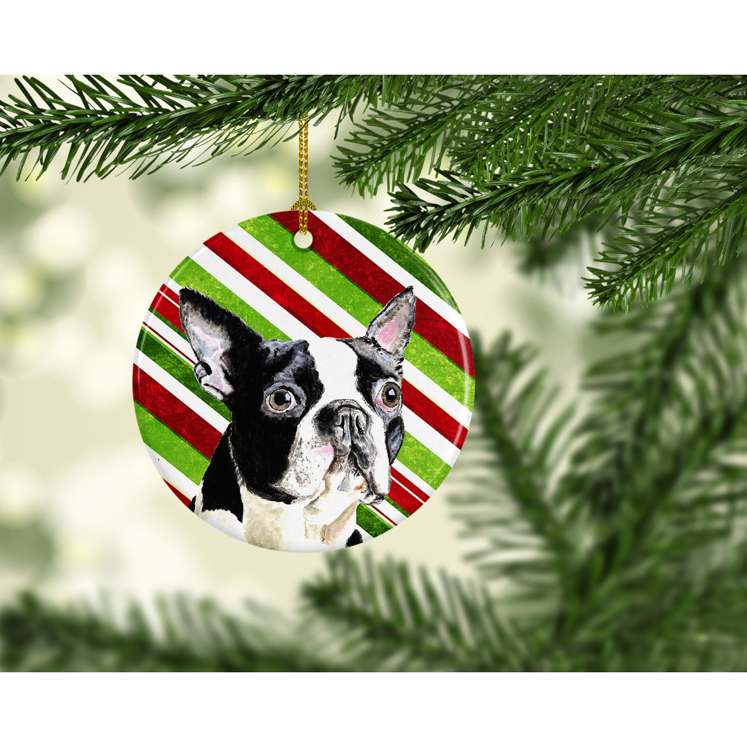 Boston Terrier Holiday Christmas Ceramic Hanging Figurine Ornament The Holiday Aisle®