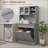 Kitchen Pantry Storage Cabinet, 68” Freestanding Hutch with Charging Station, Tilt-Out Trash, Microwave Stand, Gray | MDF | Particleboard-345277316