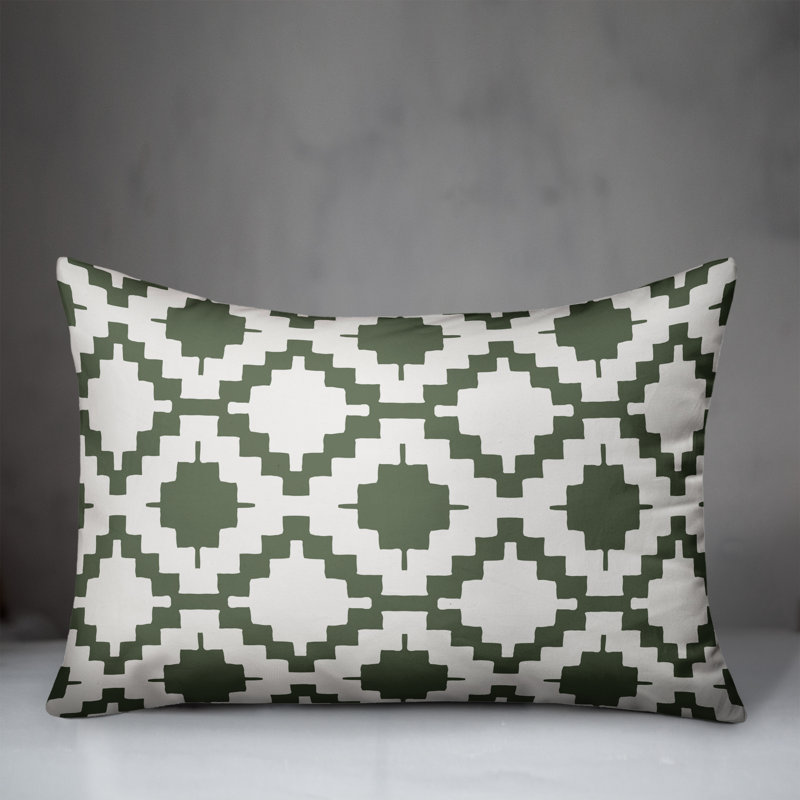 Housse de coussin lombaire à imprimé tribal, Vert