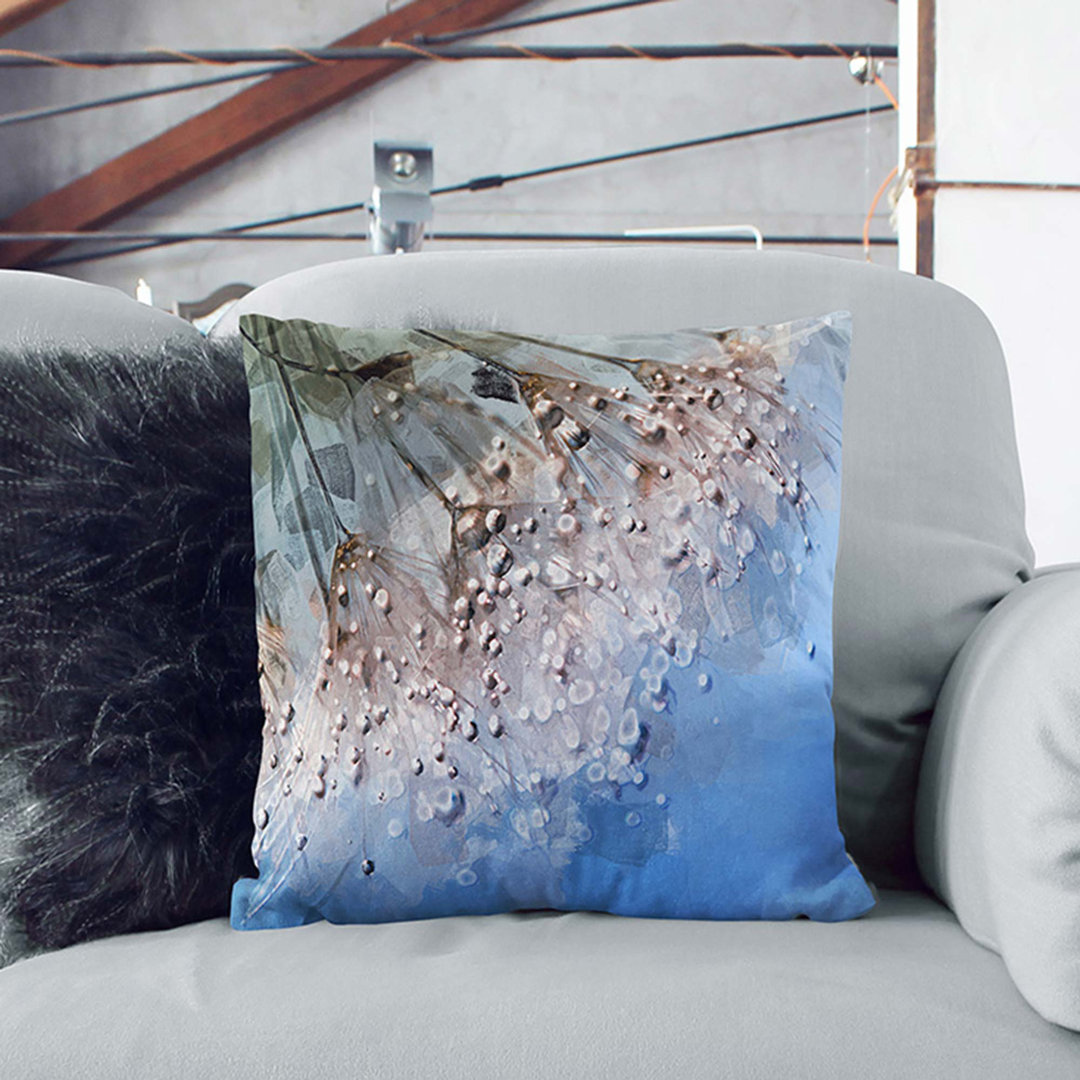 Dewdrops upon a Dandelion in Abstract Cushion with Filling