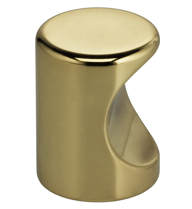 Cylindrical Knob, Bright Brass, 1.25" H x 1.25" W x 1.25" D